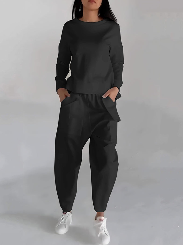 LORA - CASUAL RUNDHALS-ZWEITEILER MIT LANGARM