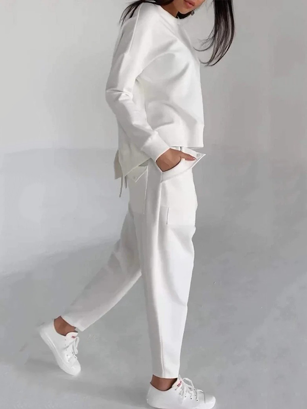 LORA - CASUAL RUNDHALS-ZWEITEILER MIT LANGARM