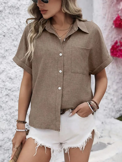 Avina - Elegantes Kurzarm Hemd Mit Tasche