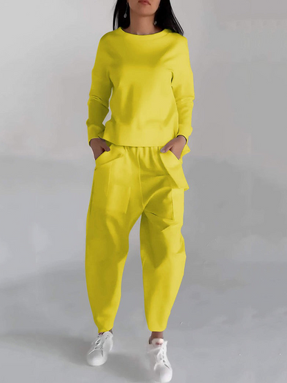 LORA - CASUAL RUNDHALS-ZWEITEILER MIT LANGARM